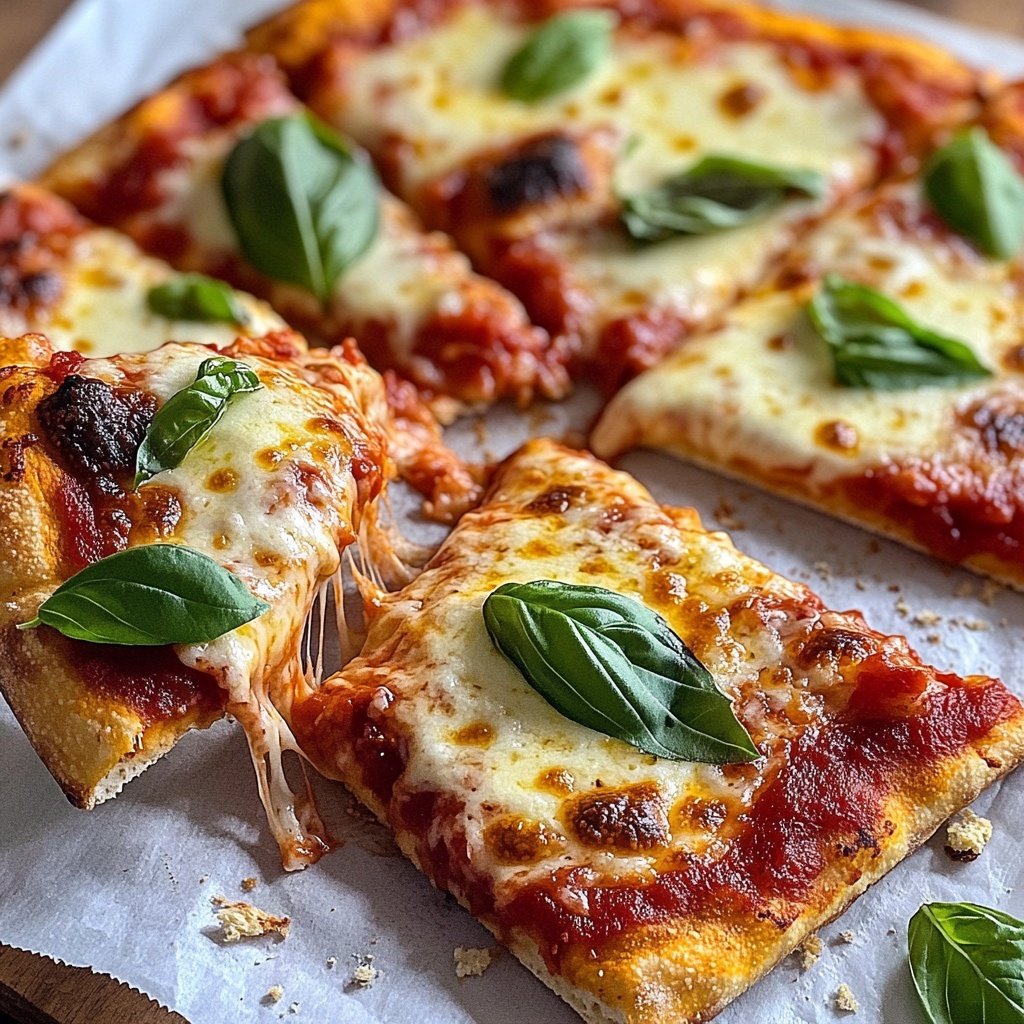 Margherita Pizza mit frischem Basilikum