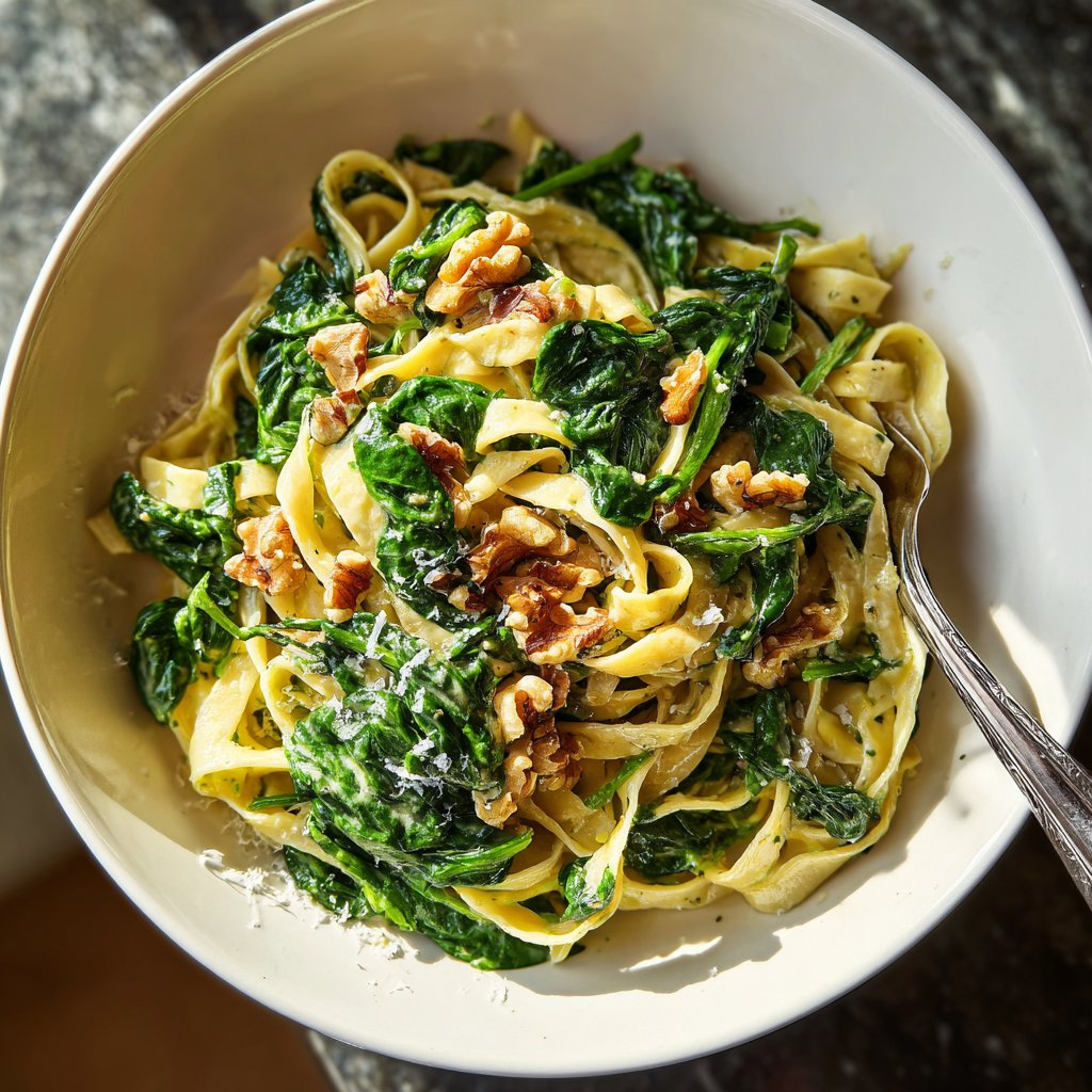 Tagliatelle mit Spinat und Walnüssen