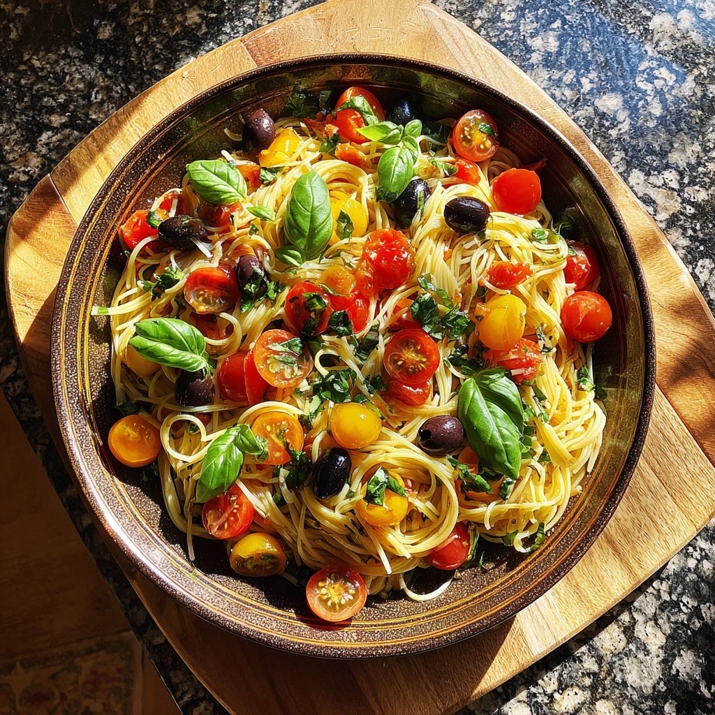 Mediterraner Nudelsalat Mit Basilikum