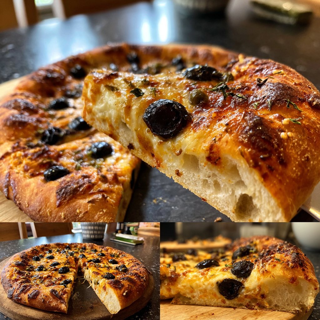 Pizza mit Oliven und Kapern