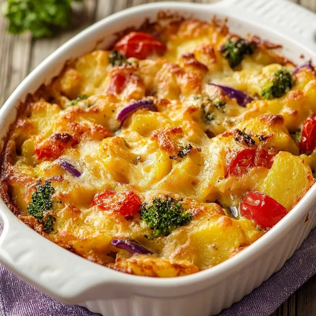 Schneller Kartoffel-Gemüseauflauf mit Brokkoli und Paprika