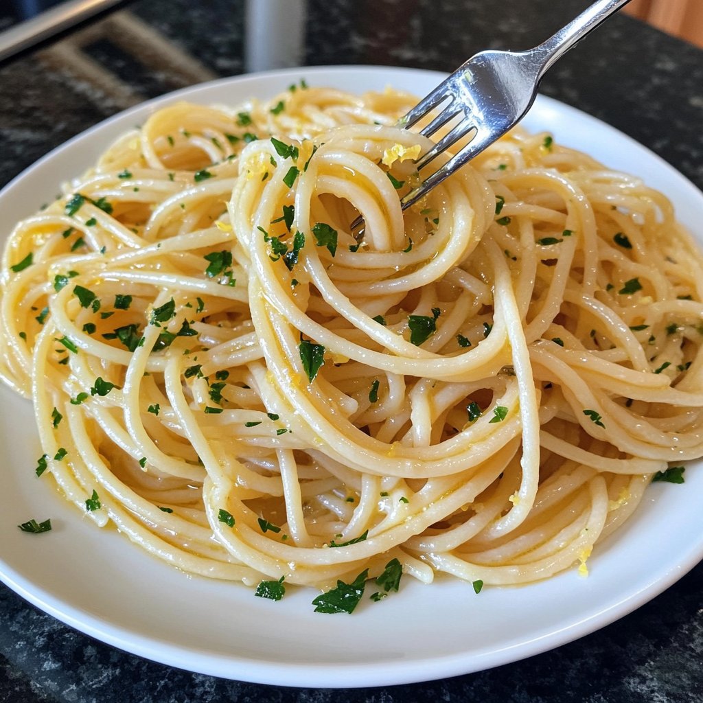 Spaghetti mit Zitronen-Knoblauch-Öl