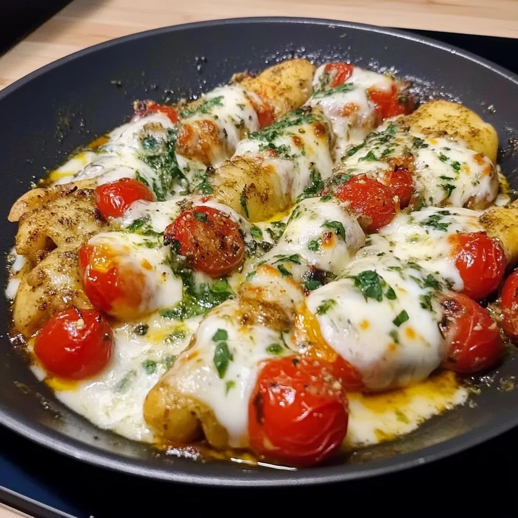 Pesto Strudel mit Tomaten und Mozzarella