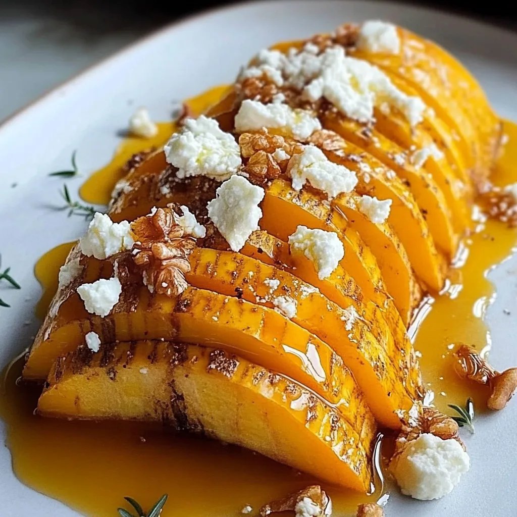 Süßer Butternut-Kürbis mit Feta und Honig
