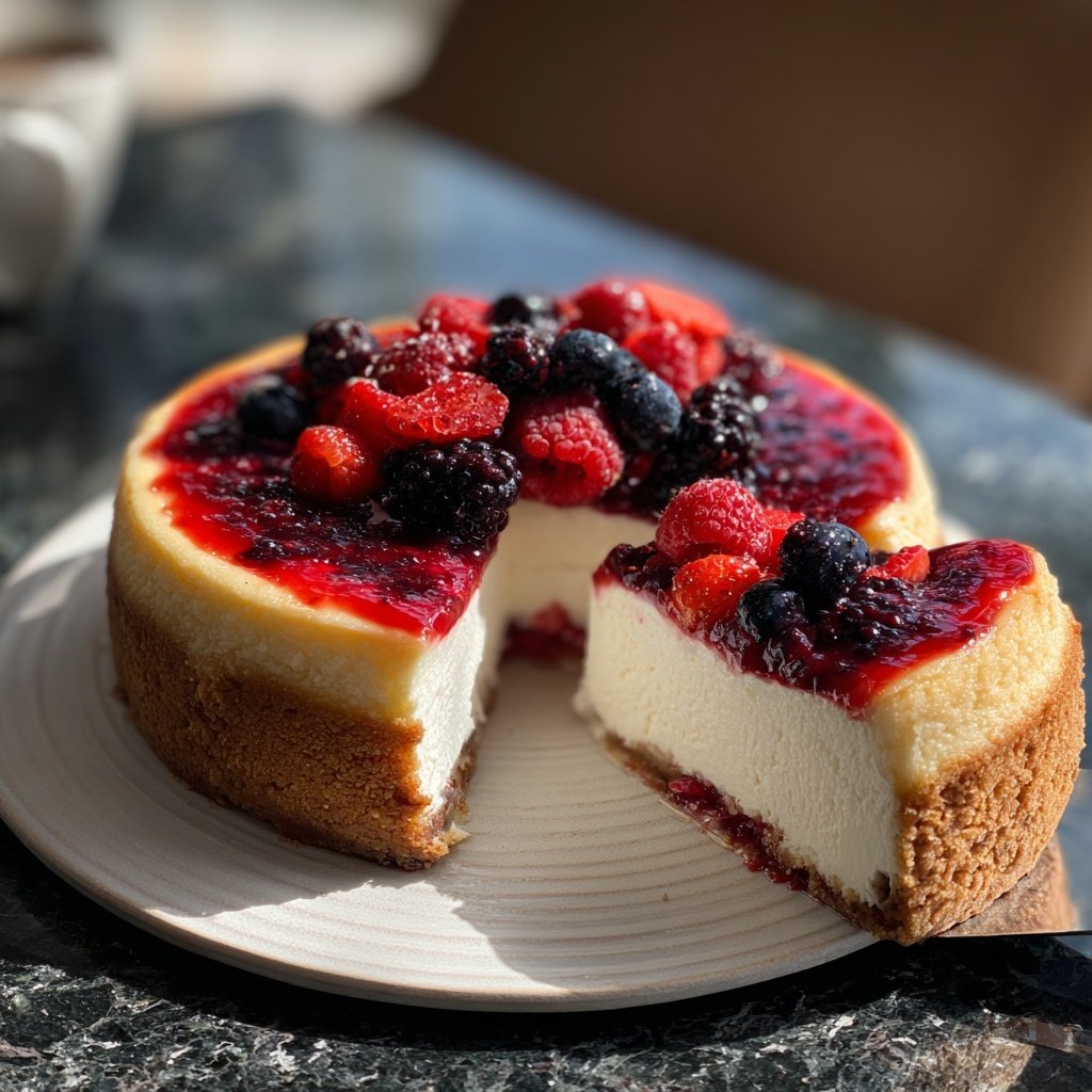 Käsekuchen mit Beerenboden