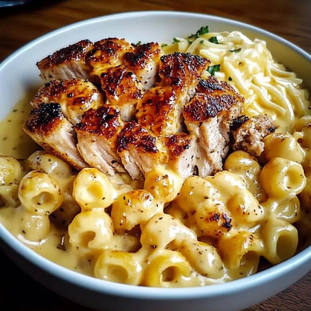 Cremige Hähnchen-Makkaroni mit Käse