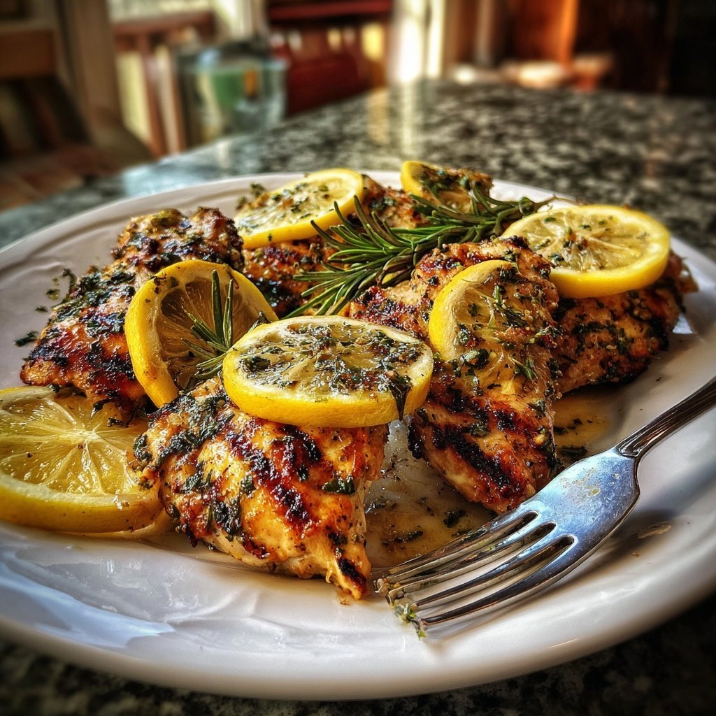 Gegrilltes Zitronen Hähnchen Mit Rosmarin